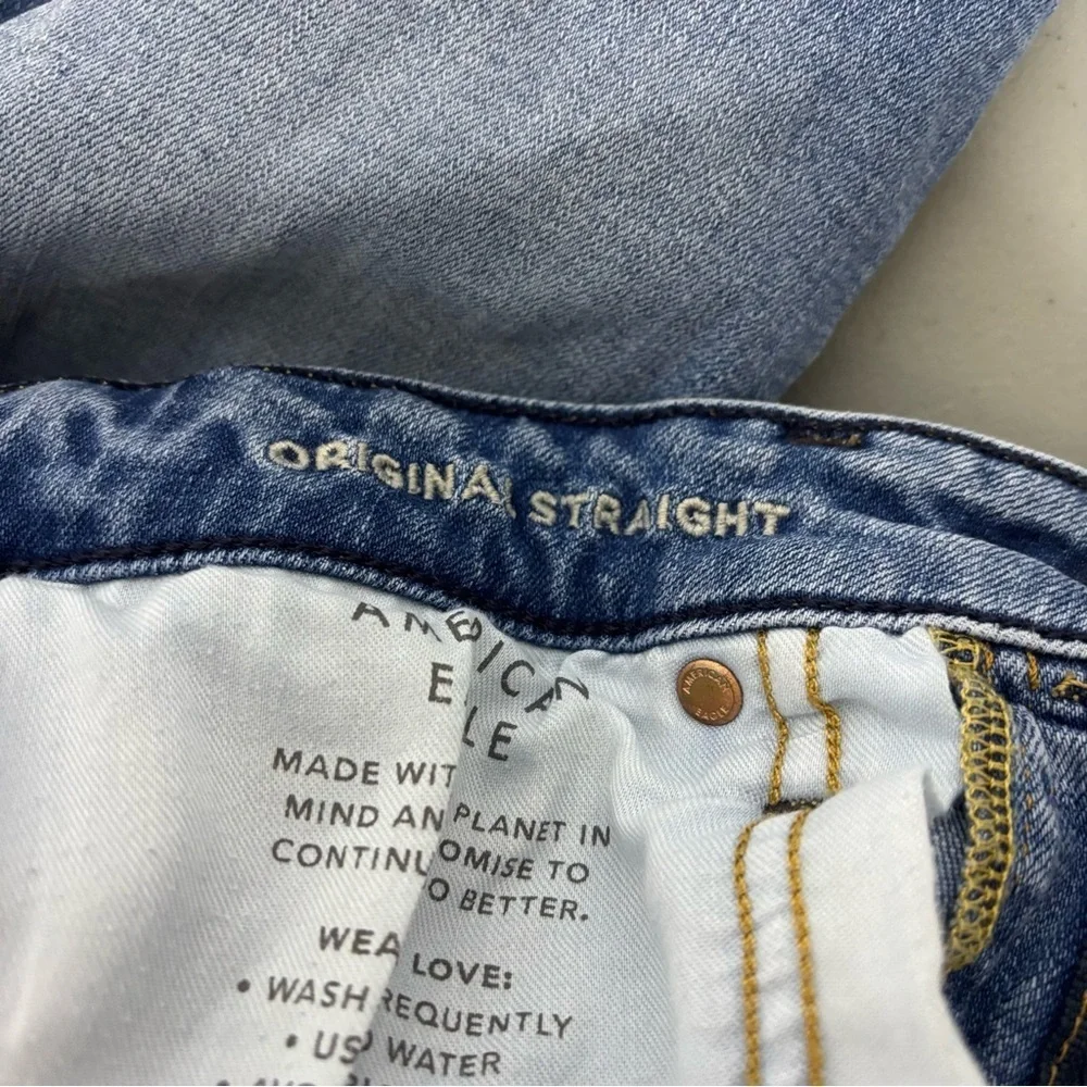 American Eagle Original Straight Light Wash Men's Denim Jeans 28x30 Cotton Blend - Picture 9 of 12